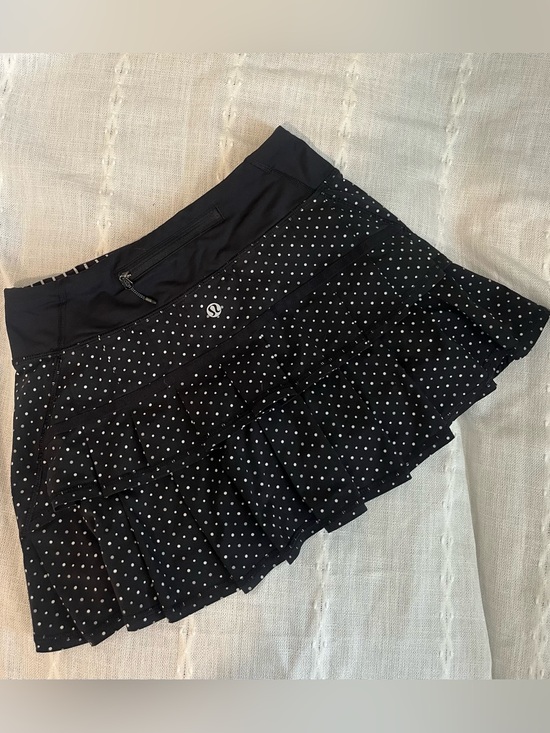 lululemon athletica Dresses & Skirts - Lululemon Run: Pace Setter Skirt Chevron Dot Black Running Athletic Skort 2